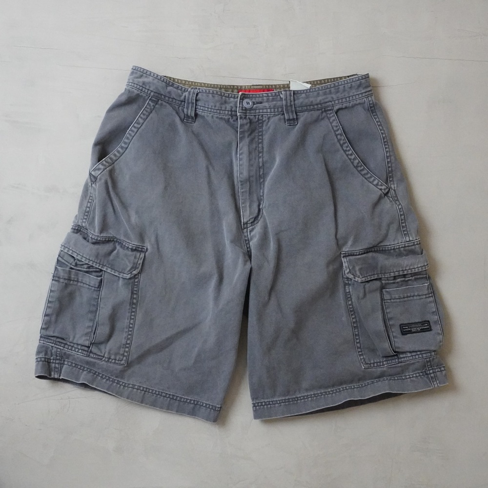 Unionbay Mens Cargo Shorts Grey Cotton Twill Multi Pocket Relaxed Fit Size 34